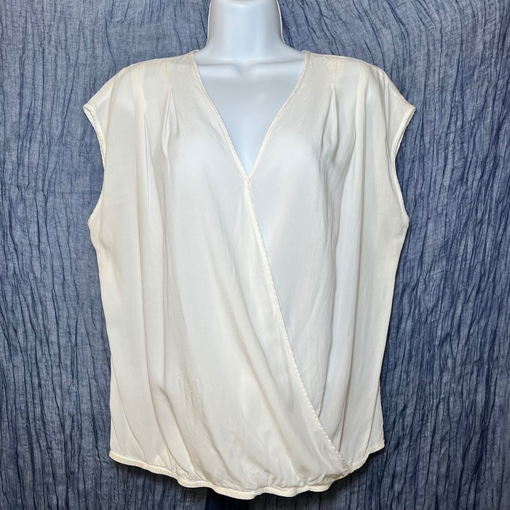 Sophie Max White Surplice VNeck Soft Boho Chic Romantic Cottagecore Office Top M
